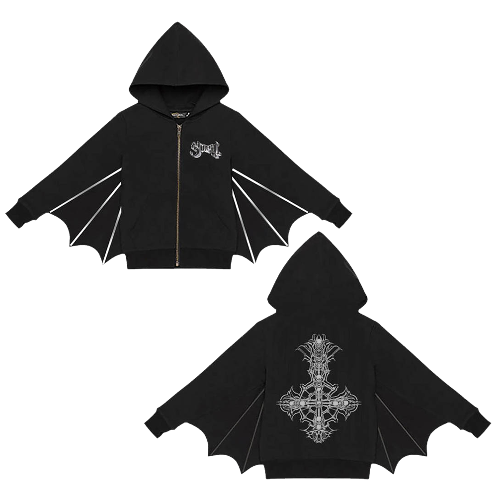 Silver Foil Bat Wing Hoodie – Ghost