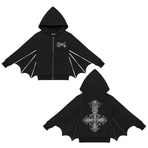 Silver Foil Bat Wing Hoodie – Ghost